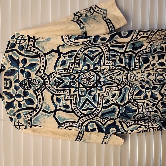 Chicos Artisan Linen Jacket sz 3 - Picture 5 of 8